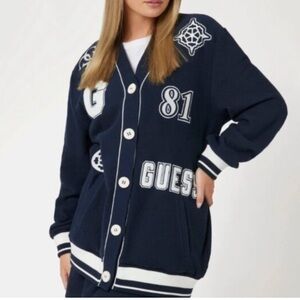 Guess Women's Noela Buckle  Varsity Cardigan Sweater